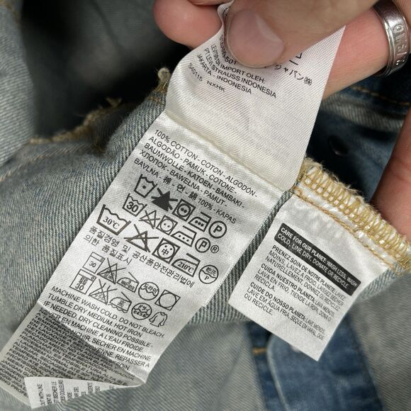 Levis Denim Trucker Vest Mens XL Blue Distressed Acid Wash Western Jacket 2013 - Picture 12 of 14